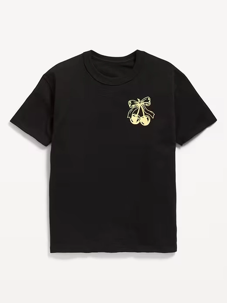 Oversized Short-Sleeve Logo-Graphic Raw-Edge T-Shirt for Girls
