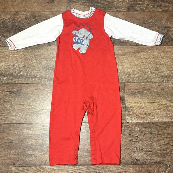 Vintage 80s/90s Carters Elephant Romper Baby Boy 18-24m