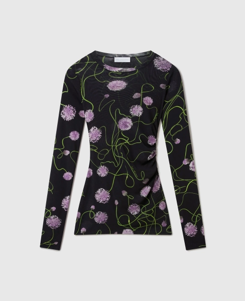 Mesh Twisted Floral Top