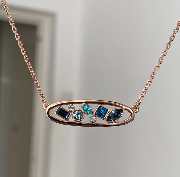 Adore Rose Gold Plated Mixed Crystal Oval Necklace with Crystal from Swarovski