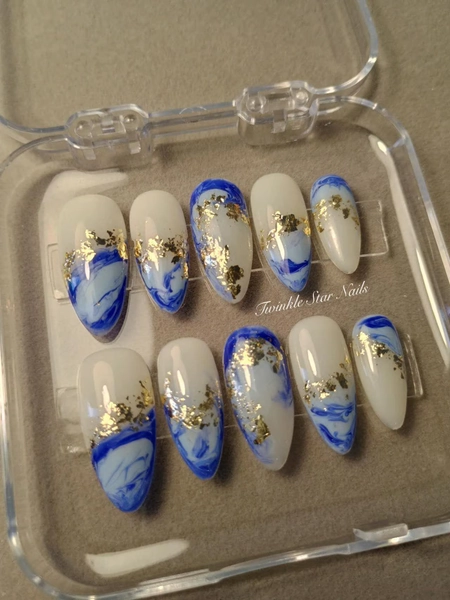 Ocean Agate / Reusable Nails / Blue Nails / Strong Gel Nails / Summer Nails / Glue On The Nails / Salon Quality Nails