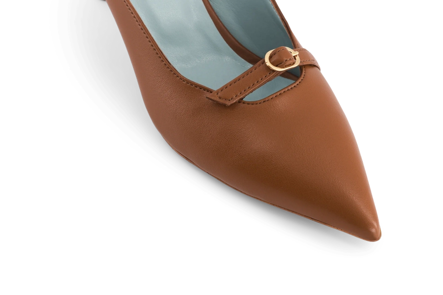 Sixte Apple Leather Vegan Heeled Mules | Brown - UK3 / EU36 / US5