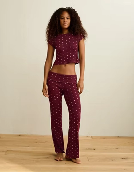 AE Luxe Plush Waffle Foldover Flare Pant