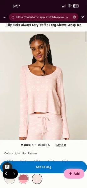 Gilly Hicks Cozy Waffle Long Sleeve Scoop Top