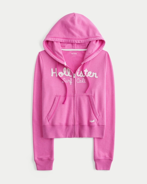 Easy Zip-Up Logo Graphic Hoodie