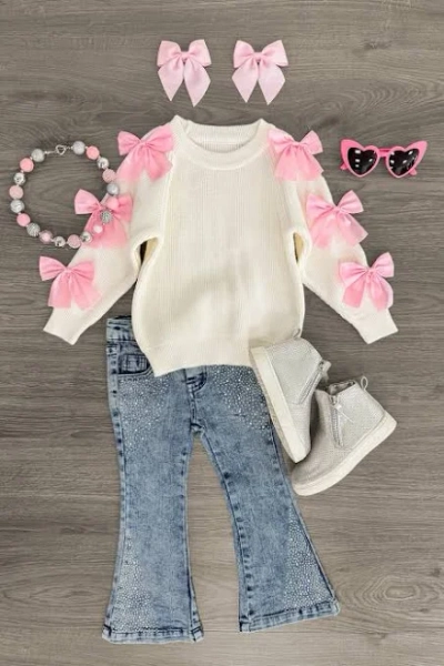 Sparkle in Pink Denim Flare Set