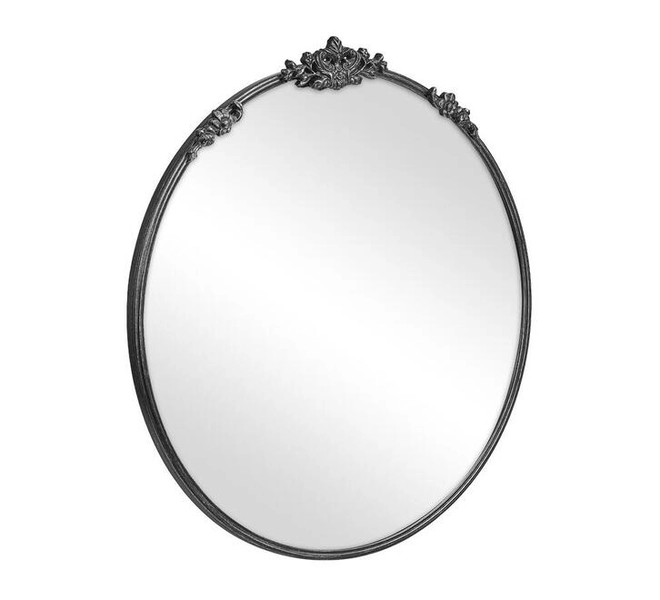 Alarice 80cm Black Baroque Round Mirror