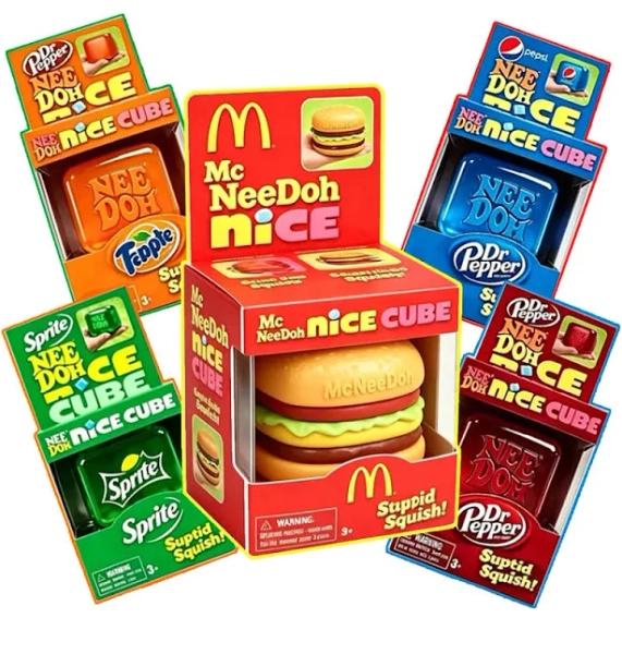 2026 NeeDoh Nice Cube × Fast-Food Brand Collaboration Squish Toys, Burger & Soda Ice Cube Stress