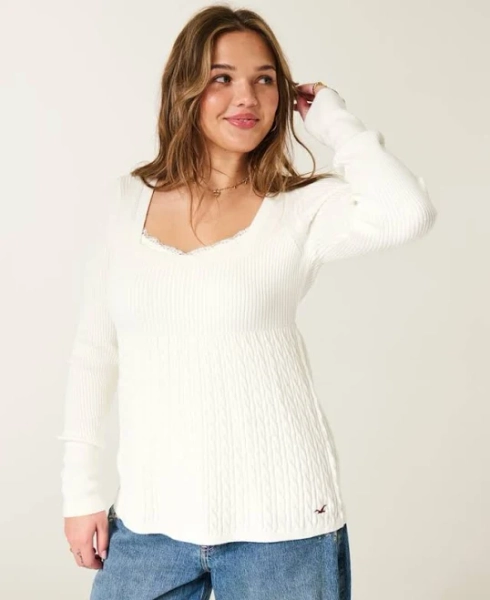 Hollister Women's Long-Sleeve Square-Neck Babydoll