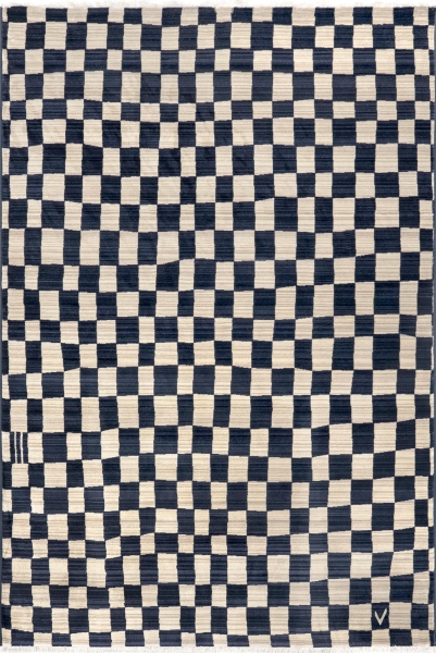 Rasali Checkered Box Rug | Navy