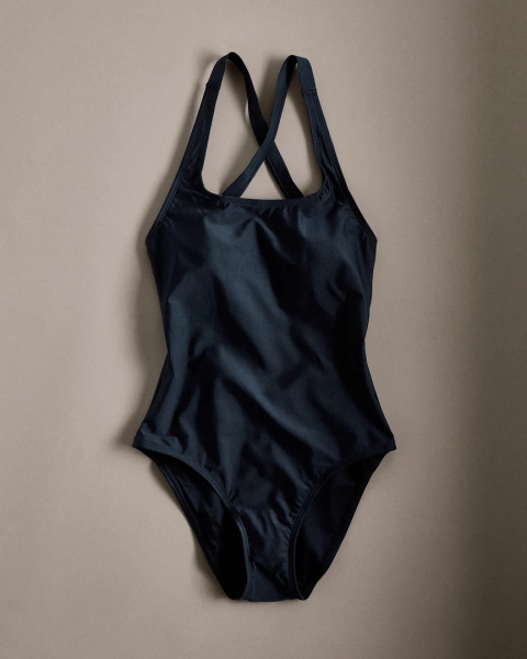 Italian Cross-Back One-Piece Swimsuit in Palm