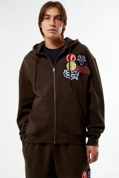 True Religion Men's Vintage Patch Zip Hoodie