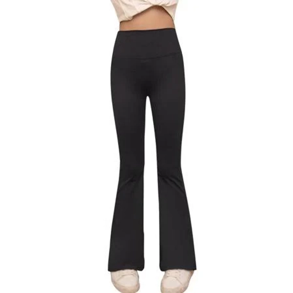 Lijcc Teen Girls High Waisted Yoga Flared Pants Thin Sports Tights Workout Leggings Kids Solid Color Bell-Bottom Trousers(Black,11-13 Years), Kids