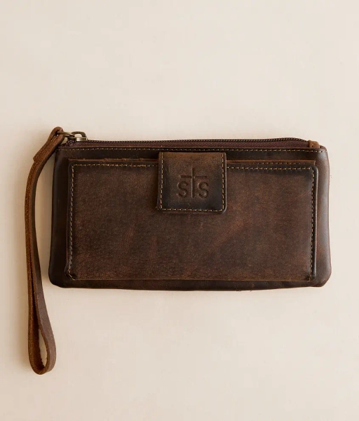 Brown Haley Leather Wristlet Wallet