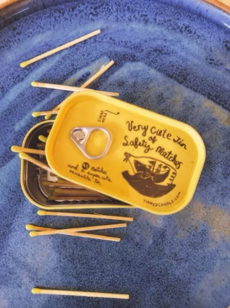 Very Cute Tin of Safety Matches Yellow