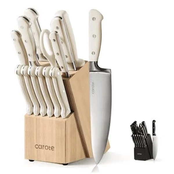 Carote 14 Pieces Knife Set with Hardwood Storage Block