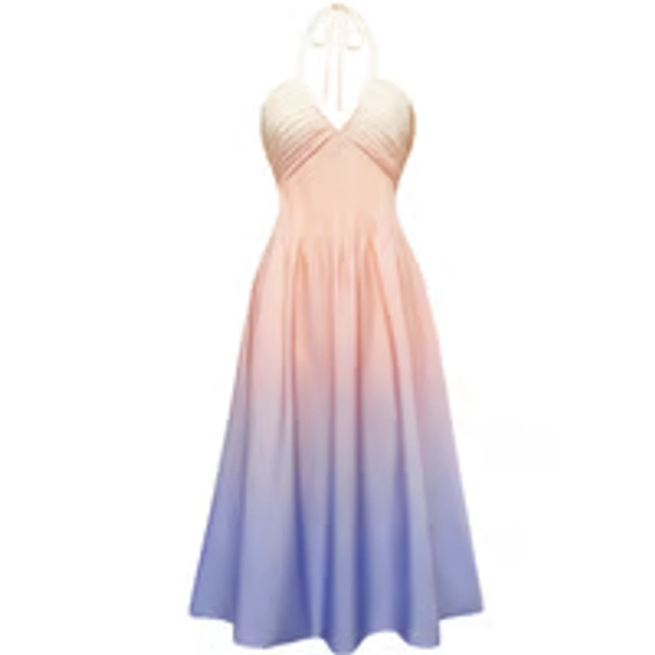 Padmé Amidala Style Ombré Deep V-neck Halter Dress