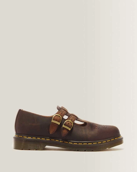 DR MARTENS 8065 Crazy Horse Leather Mary Jane Shoes