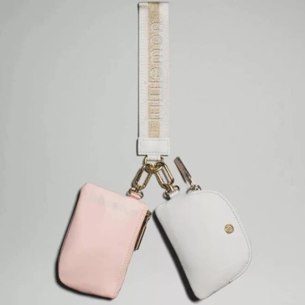 lululemon athletica BNWT Lululemon Dual Pouch Wristlet Color Vapor White Gold - New Women | Color: White/Gold | Size: s