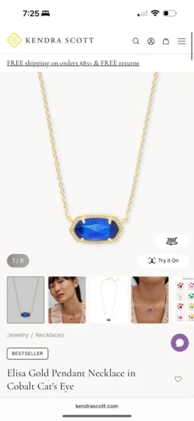 Elisa Gold Pendant Necklace in Cobalt Cat's Eye