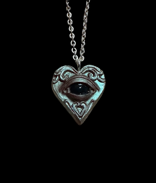 Tiny 1 inch Resin Heart Eye Necklace