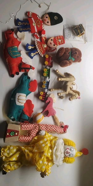Vintage 1960s-70s Christmas Tree Children Toys Figurine Ornament Decoration Lot