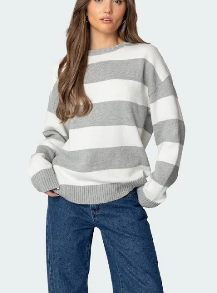 Edikted Women's Richie Oversized Striped Cotton Sweater
