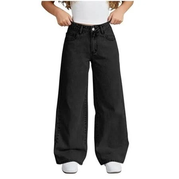 Girls Wide Leg Baggy Denim Jeans with Pockets