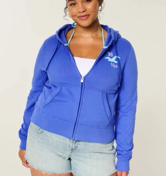 Hollister Women's Easy Zip-Up Logo Hoodie
