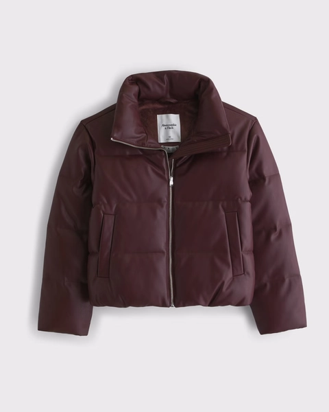 Vegan Leather Short Puffer