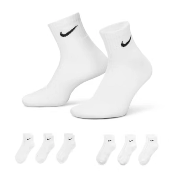 Nike Everyday Cushioned Unisex Adult Multi-Pack 6 Pair Quarter Ankle Socks