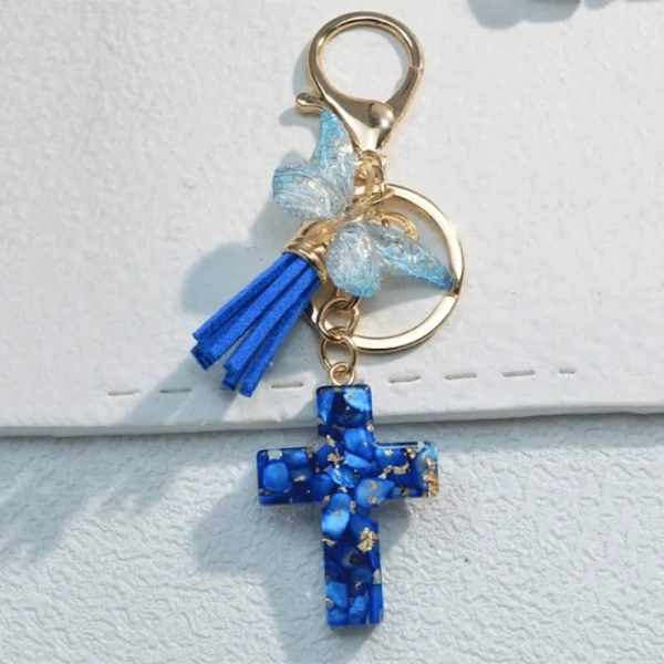 Butterfly Cross Keychain