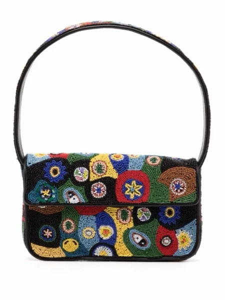 STAUD Tommy beaded-zebra pattern shoulder bag | One Size