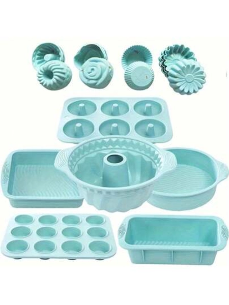 30pcs Silicone Baking Supplies Set, Non-Stick Silicone Bakeware Set Includes Baking Tray, Cake Molds, Donut Pan, Muffin Tin, Cake Pan, And 24pcs Silicone Cupcake Liners