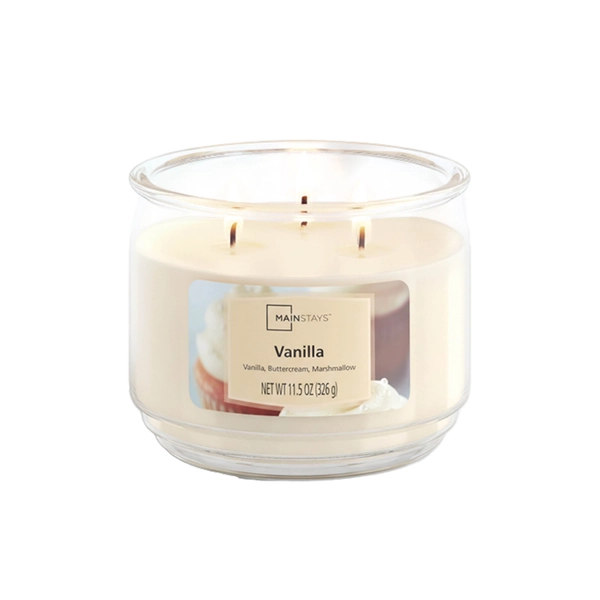 Mainstays 3-Wick Scented Glass Jar Candle, Vanilla, 11.5oz.