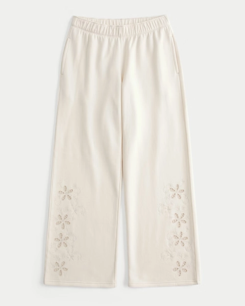 Hollister Feel Good Floral Cutout Wide-Leg Sweatpants