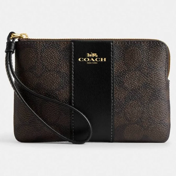 Coach Women's Signature Canvas Corner Zip Wristlet