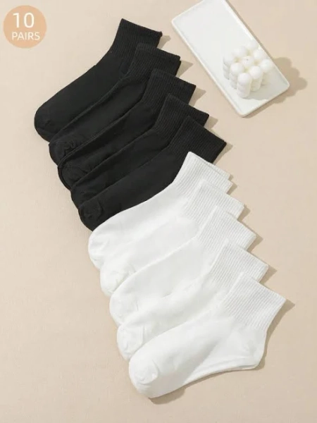10pairs Men Solid Crew Socks