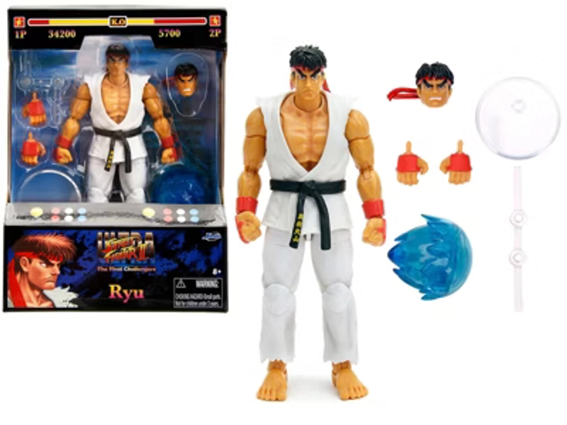 Ryu 6" Moveable Figure w/Accessories and Alternate Head and Hands "Ultra Street Fighter II" (2017) Video Game model by Jada