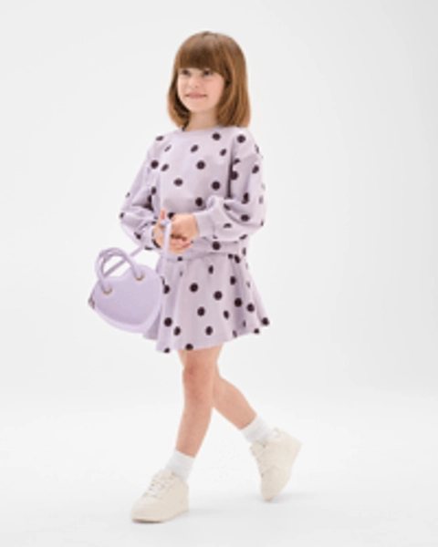 Australian Cotton Fleece Top and Skort 2 Piece Set - AOP Spots Purple