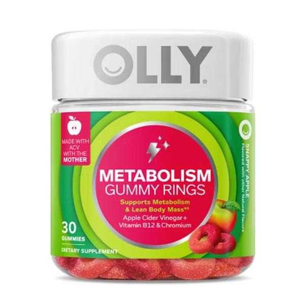 OLLY Metabolism Gummy Rings with Apple Cider Vinegar, Vitamin B12 & Chromium - Apple - 30ct