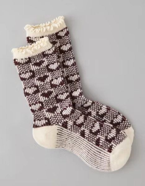 AE Gingham Ruffle Crew Socks