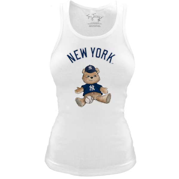 Women's New York Yankees Tiny Turnip White Fitted Teddy Bear Tri-Blend Tank Top