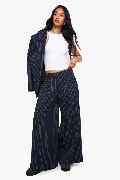 Pinstripe Tailored Palazzo Wide Leg Trousers