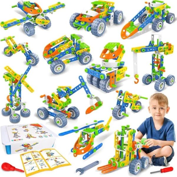 MOONTOY 12 in 1 STEM Toys for 4 5 6 7 8+ Year Old Boy Gifts, 152 PCS Educational Building Toys for Kids Ages 4-8 5-7 8-12, Building Blocks Stem Kits