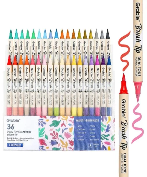 grabie Dual Tone Brush Tip Acrylic Paint Marker Set