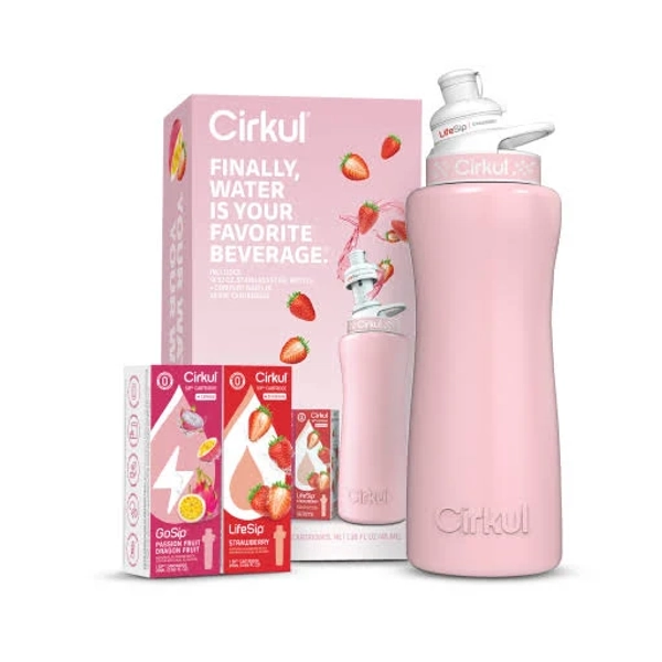 Cirkul 32oz Blush Pink Stainless Steel Water Bottle Starter Kit