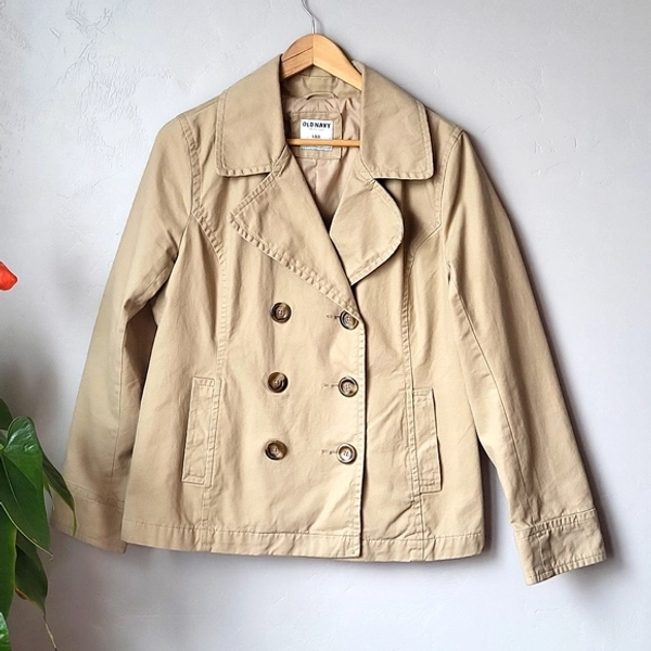 Old Navy Khaki Twill Double Breasted Jacket Size L NWOT