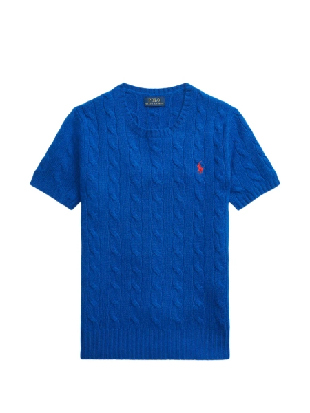 Polo Ralph Lauren Cable Knit Short Sleeve T-shirt | Blue | FARFETCH
