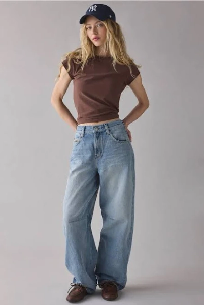 BDG Women's Logan Buckle Baggy Barrel Jean